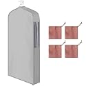 Cotton Garment Bags with 4 Cedar Blocks, 1 Sets, 40 x 24 x 6 in, Grey