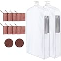 Cotton Garment Bags with 8 Cedar Blocks, 2 Sets, 40 x 24 x 10 in, White