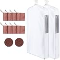 Cotton Garment Bags with 8 Cedar Blocks, 2 Sets, 40 x 24 x 6 in, White