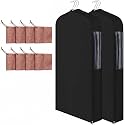 Cotton Garment Bags with 8 Cedar Blocks, 2 Sets, 40 x 24 x 6 in, Black