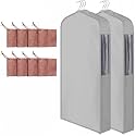 Cotton Garment Bags with 8 Cedar Blocks, 2 Sets, 40 x 24 x 6 in, Grey