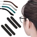 Cotton Glasses Ear Cushion, Anti-Slip Eyeglasses Temple Tips, 2 Pairs Black
