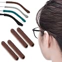 Cotton Glasses Ear Cushion, Anti-Slip Eyeglasses Temple Tips, 2 Pairs Brown