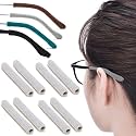 Cotton Glasses Ear Cushion, Anti-Slip Eyeglasses Temple Tips, 4 Pairs Gray