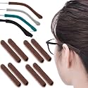 Cotton Glasses Ear Cushion, Anti-Slip Eyeglasses Temple Tips, 4 Pairs Brown