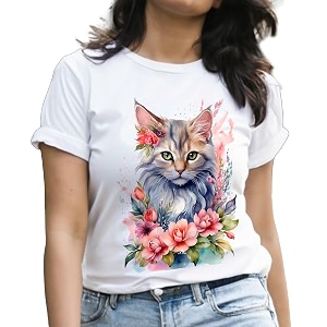 Cotton Half Sleeve White Tshirt for Women