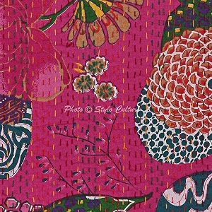Cotton Kantha Embroidery Cushion Cover 16x16-inches Set
