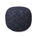 Cotton Macrame Pouf Ottoman 20x20x14 Blue Handwoven Dori Footrest Stool
