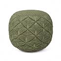 Cotton Macrame Pouf Ottoman 20x20x14 Green Handwoven Dori Footrest Stool