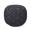 Cotton Macrame Pouf Ottoman 20x20x14 Grey Handwoven Dori Footrest Stool