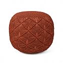 Cotton Macrame Pouf Ottoman 20x20x14 Orange Handwoven Dori Footrest Stool