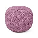 Cotton Macrame Pouf Ottoman 20x20x14 Pink Handwoven Dori Footrest Stool