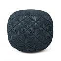 Cotton Macrame Pouf Ottoman 20x20x14 Teal Handwoven Dori Footrest Stool