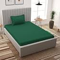 Cotton Plain Stripe Single Bedsheet with 1