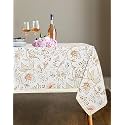 Cotton Rectangular Dining Table Cover 4 Seater, 60 X 40 Inches Size Center Table Cover, Floral White and Brown with Piping