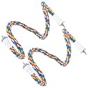Cotton Rope Bird Perch for Parrots, 0.7 Inch Bendable Climbing Rope Perch for Bird Cage, Colorful Bungee Toys for Parakeets Cockatiels Lovebirds Budgies, 2 Pack with Stainless Stee