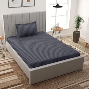 Cotton Satin Stripes Single Bed Sheet with