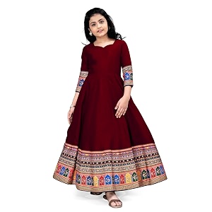 cotton silk anarkali kids outfit for baby girls