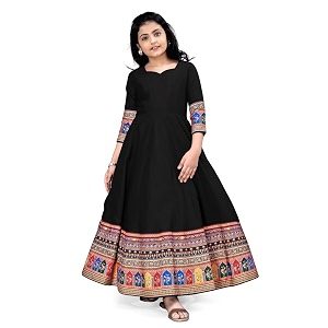 Cotton Silk Long Anarkali Kurta for Girls