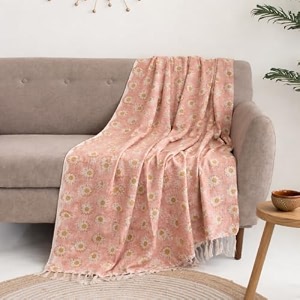cotton sofa throw floral printed pink couch cover 1778 x 127 cm or 50x70 inch sunflower daisy print