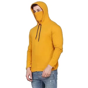 Cotton Solid Men Hooded Neck with Mask