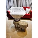 Premium Macrame Stool Large Sized and Strong with 4 Wooden Legs Dressing Table Stool 16 inches (Set of 2)