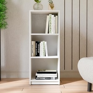 couch culture hunter engineered wood 4 shelves open bookshelf  book rack  organizer for decor display unit floor standing bookcase for home office amp library finish color - leon teak knock down