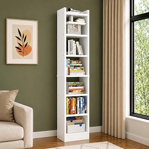 couch culture whitman engineered wood 6 shelves open bookshelf cabinet book rack organizer for decor display unit floor standing bookcase for home office amp library color - white knock down