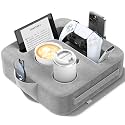 Couch Cup Holder Pillow, Sofa and Bed Caddy for iPad, Kindle, Switch, Game Controller, Remotes, Phones, Small-Sized Cup & Drink Holder for Couch, Bed, Desk, Car, Beach, Bathroom Cup Holder
