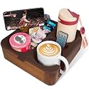 Couch Cup Holder Tray, Real Acacia Wooden Caddy with Soft Silicone, Snack and Drink Organizer- Perfect Movie Night Accessories for Bed, Remote and Cup Holders for Sofa (Coffee)