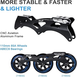 inline skates with flashing wheel aluminum body in-line skatesled flash light with adjustable lengthset for boys kids and girls blue-3 wheel
