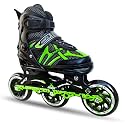 Inline Skates with Flashing Wheel Aluminum Body in-Line Skates,LED Flash Light with Adjustable Length,Set for Boys Kids and Girls (neon 3 Wheel)