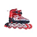 Inline Skates with Flashing Wheel Aluminum Body in-Line Skates,LED Flash Light with Adjustable Length,Set for Boys Kids and Girls (RED)