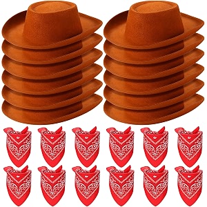 Coume 24 Pieces Cowboy Hats and Bandanas