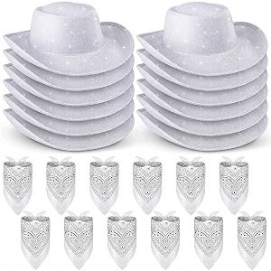 Coume 24 Pieces Cowboy Hats and Bandanas