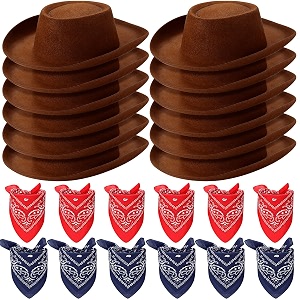 Coume 24 Pieces Cowboy Hats and Bandanas