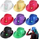 Coume 8 Pcs Light up Hats Bulk LED Cowboy Hat for Disco Halloween