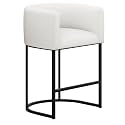 Counter Height Bar Stools, 24 Inch Seat Height Barstools for Dining Room, Fabric Upholstered Bar Chair for Kitchen Island, Linen Counter Stools with Metal Legs, White