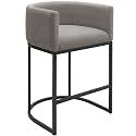 Counter Height Bar Stools, 24 Inch Seat Height Barstools for Dining Room, Fabric Upholstered Bar Chair for Kitchen Island, Linen Counter Stools with Metal Legs, Gray