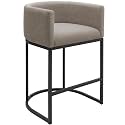 Counter Height Bar Stools, 24 Inch Seat Height Barstools for Dining Room, Fabric Upholstered Bar Chair for Kitchen Island, Linen Counter Stools with Metal Legs, Sand