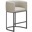 Counter Height Bar Stools for Kitchen Island, Modern Counter Stools for Dining Room, 24 Inch Seat Height Barstools with Metal Legs, Faux Leather Bar Stool with Back Footrest, Greige(White)