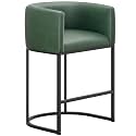 Counter Height Bar Stools for Kitchen Island, Modern Counter Stools for Dining Room, 24 Inch Seat Height Barstools with Metal Legs, Faux Leather Bar Stool with Back Footrest, Green