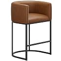 Counter Height Bar Stools for Kitchen Island, Modern Counter Stools for Dining Room, 24 Inch Seat Height Barstools with Metal Legs, Faux Leather Bar Stool with Back Footrest, Brown