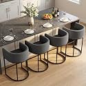 Counter Height Bar Stools Set of 4, 24 Inch Seat Height Barstools for Dining Room, Fabric Upholstered Bar Chair for Kitchen Island, Linen Counter Stools with Metal Legs, Carbon Black