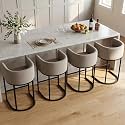 Counter Height Bar Stools Set of 4, 24 Inch Seat Height Barstools for Dining Room, Fabric Upholstered Bar Chair for Kitchen Island, Linen Counter Stools with Metal Legs, Sand
