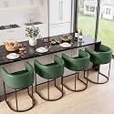 Counter Height Bar Stools Set of 4, Modern Counter Stools for Dining Room, 24 Inch Barstools for Kitchen Island, Faux Leather Bar Stool with Metal Legs and Back Footrest, Green