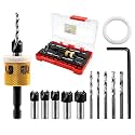 Countersink Drill Bit Set - HSS M2 Counter Sink Drill Bit for US Wood Screw, 1/8" 9/64" 5/32" 11/64" 3/16" 82° Counter-Bore,Adjustable Depth Countersink Drill Bit (2 of Pack)