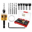 Countersink Drill Bit Set，with Low Friction Depth Stop, HSS M2 Counter Sink Drill Bit for US Wood Screw, 1/8" 9/64" 5/32" 11/64" 3/16" 82° Counter-Bore,Adjustable Depth Countersink Drill Bit
