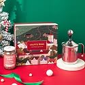 Country Bean Estonia gift hamper set with manual Milk Frother 400ml and Hazelnut instant falvoured coffee 50g | Perfect present for Winter season