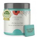 Country Chic All-in-One Chalk Paint for Furniture, Cabinets, Home Decor, Eco-Friendly, Matte Finish, Built-In Primer &amp; Top Coat for Wood, Metal - Tropical Cocktail (Turquoise) - 4 oz (118 ml)